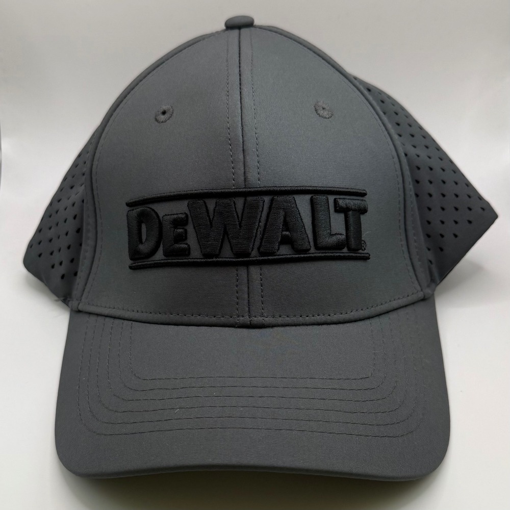 NEW DeWalt Hat Mens Performance Trucker Cap Grey Laser Snapback Workwear